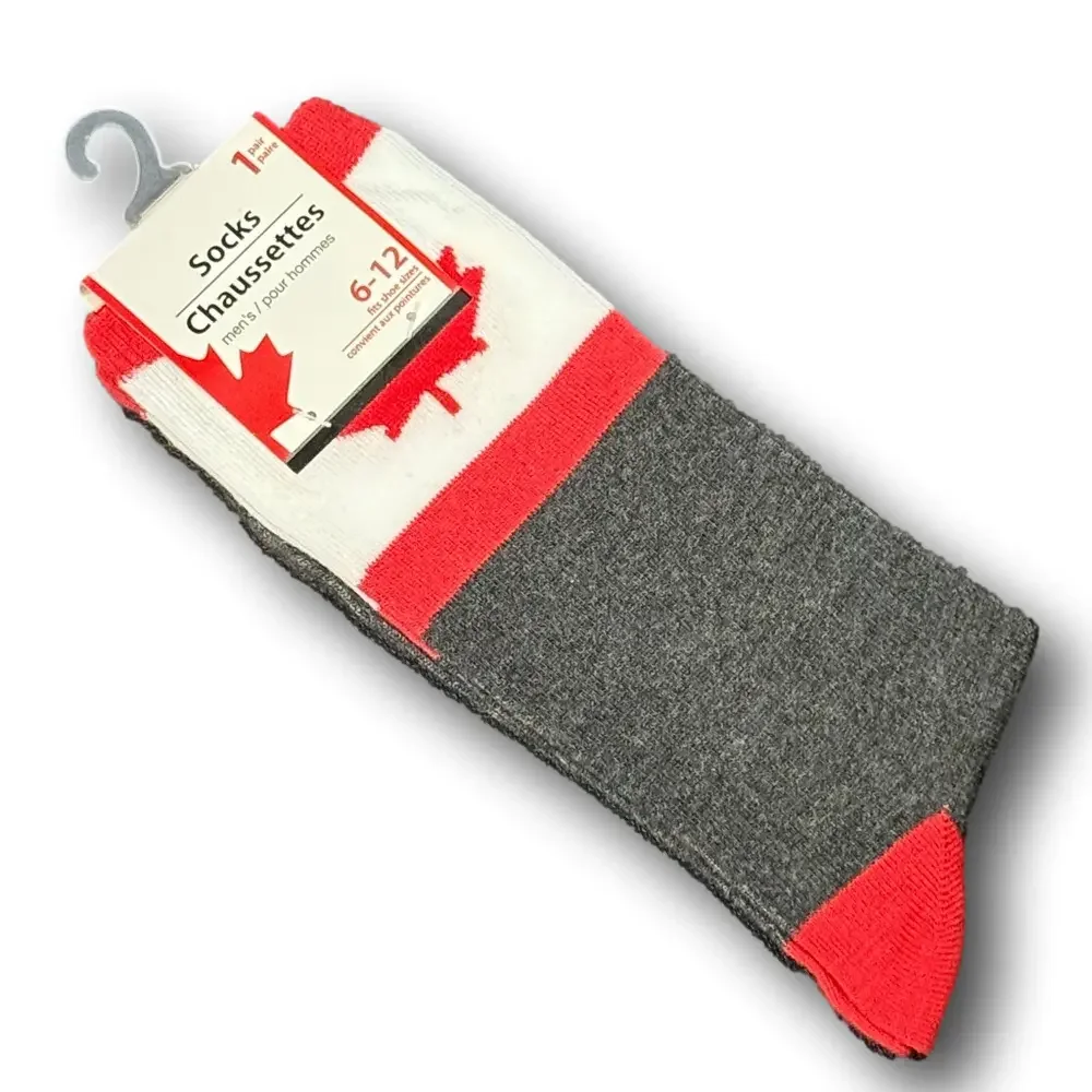 3/$18 Canadian Maple Leaf Funny Novelty Crew Socks - NWT
